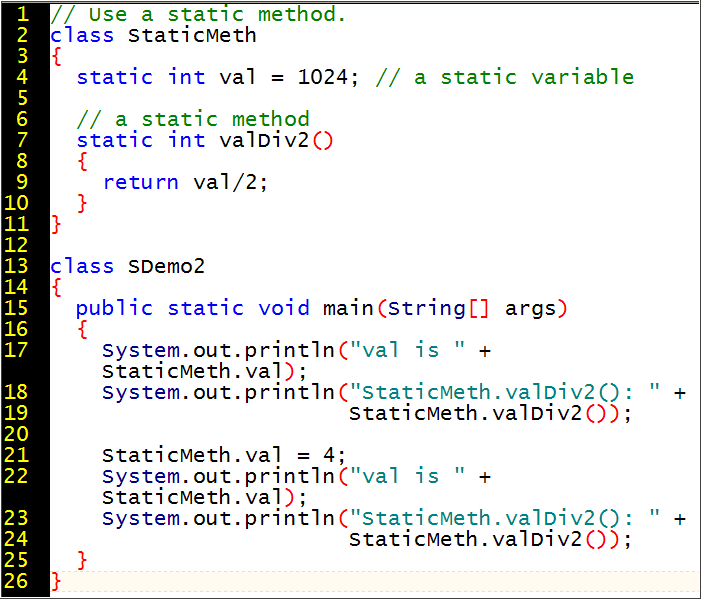static function  definition
