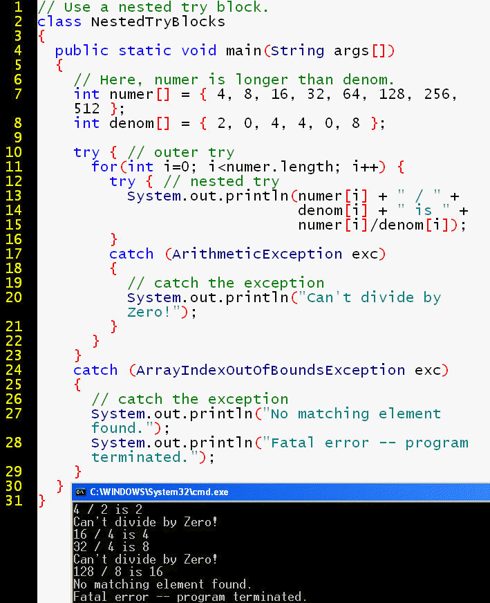 Nested Exceptions in Java: Definition & Example - Video & Lesson Transcript