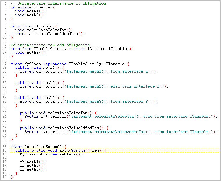 Java Tutorials - Extending an Interface in java